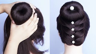 Braid Updo Hairstyle For Wedding Guest  New Bun Hairstyle For Ladies [upl. by Novonod126]