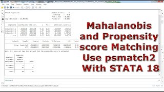 Mahalanobis and Propensity score Matching Use psmatch2 With STATA 18 [upl. by Hedva]