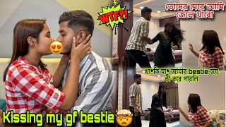 Kissing another girl Prank on Girlfriend 🤯 shocking reaction  Unmarried couple prank [upl. by Ikoek78]