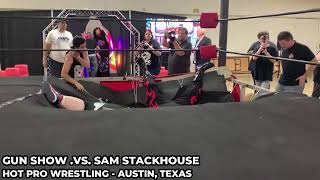 Wrestling Ring IMPLODES when Sam Stackhouse and Gun Show crash through it [upl. by Eiggem450]