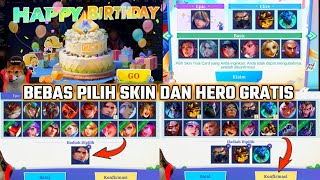 11 SKIN EPIC DAN HERO GRATIS PILIH SENDIRI CARA DAPAT HADIAH ULANG TAHUN DARI MOBILE LEGENDS [upl. by Juliana46]