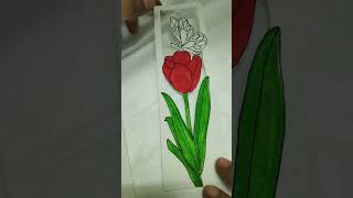 Diy BookMark bookmark bookmarkpainting diybookmark tulip butterfly diy ytshorts shortvideo [upl. by Sven]