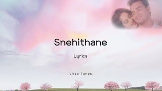 Snehithane Song  Lyrics  English translation  Alaipayuthey  AR Rahman [upl. by Ynnaf]