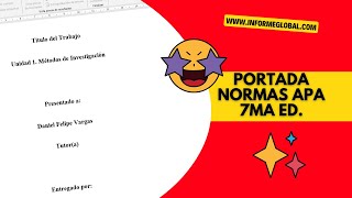 Como realizar la portada con normas APA 7a edición  PASOS [upl. by Merchant]