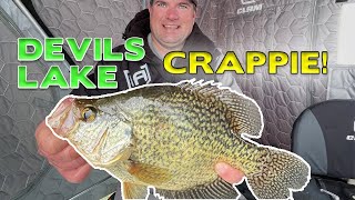 Ice Fishing Giant Devils Lake Crappie [upl. by Atnuahs]