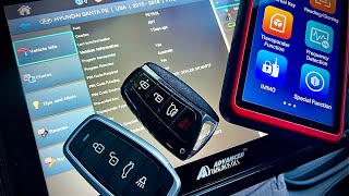 Hyundai Santa Fe 2015  New Universal Smartkey with Autel KM100 and SmartPro [upl. by Moser859]