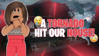 A TORNADO HIT Our HOUSE AGAIN  Roblox Bloxburg Family Roleplay  WITH VOICE [upl. by Nnahteb7]