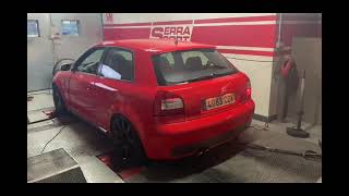 AUDI S3 8L STAGE 2  POPS amp BANGS DYNO SERRA SPORT TLR [upl. by Dombrowski137]