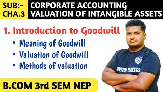 1 INTRODUCTION TO GOODWILL  VALUATION OF INTANGIBLE ASSETS FOR BCOM 3rd SEM NEP SYLLABUS  CA [upl. by Wolenik]