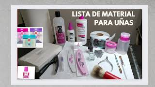 lista de material para aplicación de uñas acrílicas [upl. by Akram]