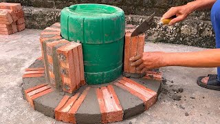 Amazing Beautiful Outdoor Wood Stove Building Ideas For Garden From Red Bricks  Diy Construction [upl. by Anilra843]