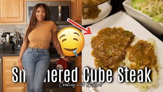 HOW TO MAKE SMOTHERED CUBE STEAK W GARLIC MASHED POTATOES  DETAILED COOKING WITH KRISTYNALEXIS [upl. by Edrei774]