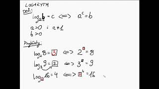 LOGARYTMY  najważniejsze informacje definicja oraz wzory Liceum Matura podstawowa [upl. by Somerville232]