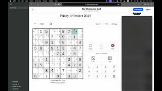 Washington Post Sudoku ✦ October 11 2024 ✦ Easy [upl. by Macdonald]