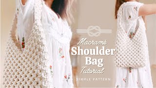 DIY Macrame Shoulder Bag Tutorial  Easy and Simple Pattern Tutorial [upl. by Steinman310]