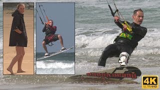 AWESOME KITE SURFING  BOARDING ACTION Watergate Bay Cornwall UK UltraHD and 4K [upl. by Enner]