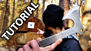 NO SPIN Axe Throwing Tutorial For BeginnersAdvanced Slow Motion [upl. by Suoirad]