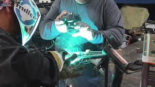 Pulse Mig Brazing on a motorcycle frame [upl. by Irish]