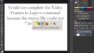 Photoshop fix  Could not complete Video Frames Layers command because movie file [upl. by Ahsenom]