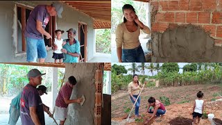 FINALIZAMOS À FRENTE DA CASA  E COMEÇAMOS A PAREDE DA COZINHA [upl. by Simson]