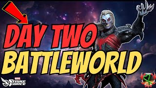 BATTLEWORLD GUIDE  SIEGE DAY 2 NORMAL  MARVEL Strike Force  MSF [upl. by Adnat738]