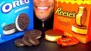 OREO VS REESES ICE CREAM SANDWICHES MUKBANG EATING NO TALKING CANDY TREATS SOUNDS [upl. by Retrac]