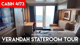 Koningsdam Verandah Stateroom Tour 4173  Holland America Line [upl. by Emmalynne83]