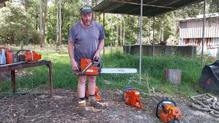 Running the ported 395xp chainsaw x 4 [upl. by Refinney]