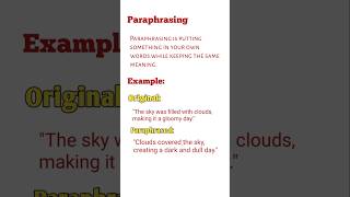 What is Paraphrasing🤔 shortsvideo shorts [upl. by Adalheid]