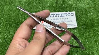 Castroviejo Needle Holder Straight with Ratchet Lock Serrated Tip [upl. by Shalne]