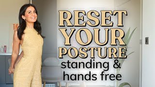 STANDING STRETCH to reset your posture ✨ HANDS FREE office yoga WellWithHels 🤝 [upl. by Grati]