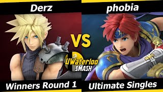 UWaterloo SSBU F23w8 Winners Round 1  Derz Cloud vs phobia Roy [upl. by Kunz410]