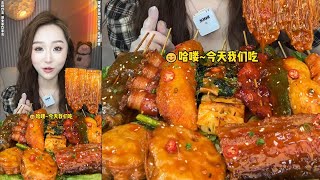 Another Chinese Woman Eating Delicious Kushiage Street Food at Home ASMR Eating Challenge [upl. by Kra957]