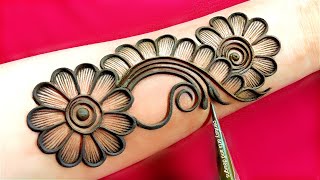 Very beautiful stylish front hand mehndi design  easy arabic mehndi  mehndi ka design  Mehndi [upl. by Yeltneb]