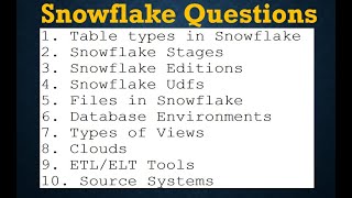 Snowflake Interview Questions and Answers for Experienced  Snowflake Interview Preparation [upl. by Faucher674]