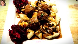 Klopsy Wieprzowo Wołowe z Kopytkami i BuraczkamiPork and Beef Meatballs with Kopytka and Beetroot [upl. by Hunfredo]