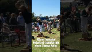 Woodchopping Winner 300mm Tasmanian Underhand Championship 2024 woodchopping [upl. by Goodwin4]