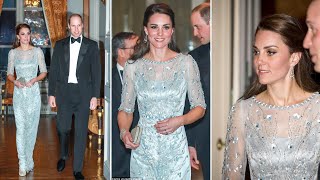 Princess Kate Wows in Paris Ice Blue Jenny Packham Gown Steals the Show  The Wales Family [upl. by Yks]