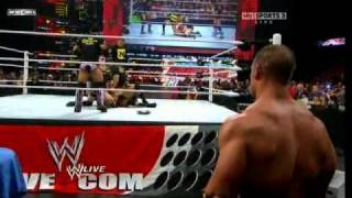 WWE RAW 101810 John Cena amp Randy Orton vs Husky Harris amp Michael McGillicutty 22 HQ [upl. by Marta628]