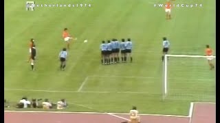 Willem van Hanegem free kick vs Uruguay WorldCup74 [upl. by Aerona530]