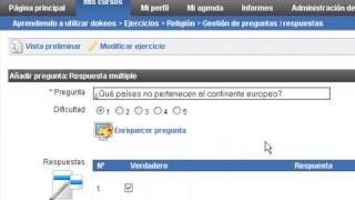 Video tutorial Dokeos  Ejercicios herramienta respuesta multiple [upl. by Netnerb885]