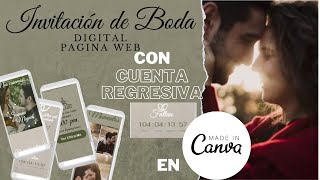 Como hacer PASO a PASO invitación de boda digital interactiva con CUENTA REGRESIVA en Canva GRATIS [upl. by Fernandez]