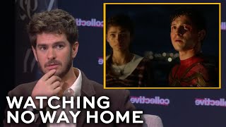 Andrew Garfield watches and reacts to an emotional scene from SPIDERMAN NO WAY HOME [upl. by Deborath]