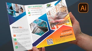 Create Print Ready Tri Fold Brochure Design in Illustrator  Graphic Design [upl. by Aciretehs]