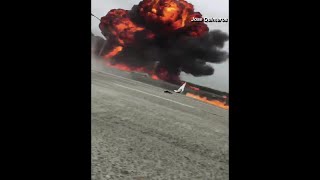 Multiple videos show Cessna crashing into 405 Freeway in Southern California [upl. by Jill]