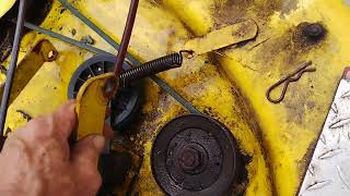 John Deere STX38 yellow deck transmission removal part 35 [upl. by Floeter60]