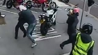 CCTV shows failed Ducati motorcycle robbery in Croydon [upl. by Vincenz]