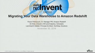 AWS reInvent 2016 Migrating Your Data Warehouse to Amazon Redshift DAT202 [upl. by Anahsat]