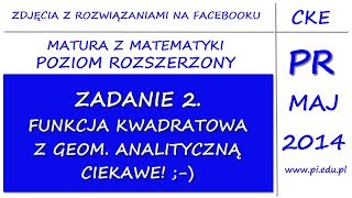 Zadanie 2 Matura z matematyki Maj 2014 PR Funkcja kwadratowa [upl. by Freeborn]