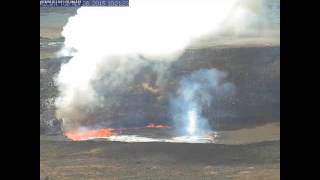 Explosion at Halemaumau lava lake [upl. by Aneres]